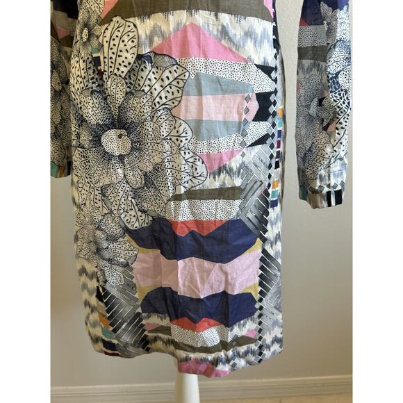 Beaded TUNIC Med KAFTAN COCO Dress V-Neck Flowers Boho Patchwork Coverup ZARA - Picture 3 of 12